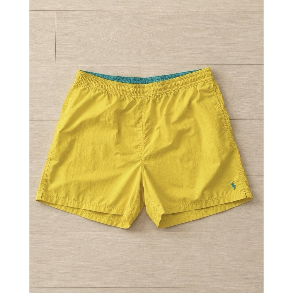 Polo Ralph Lauren Swim Trunks Mens 2XL Yellow Blue Pony Mesh Lined Swim Shorts